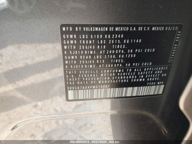 3VVCB7AX4PM079967 Volkswagen Tiguan 2.0t Se R-line Black