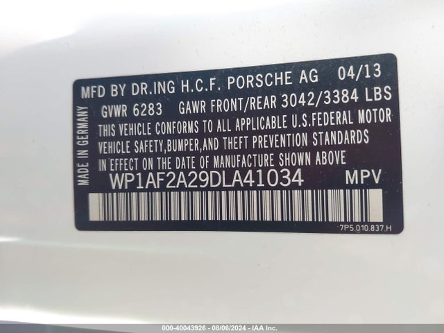 2013 PORSCHE CAYENNE WP1AF2A29DLA41034 Photo 8