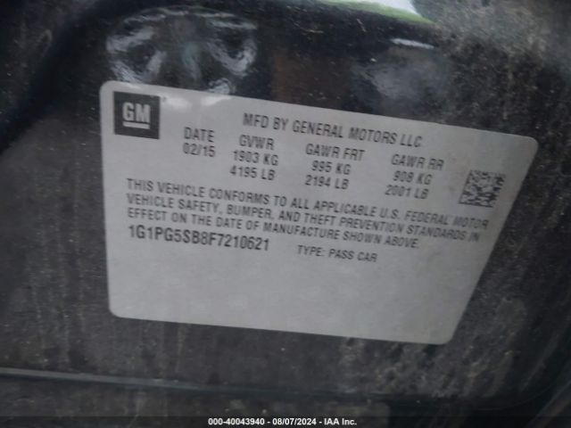 1G1PG5SB8F7210621 Chevrolet CRUZE LTZ