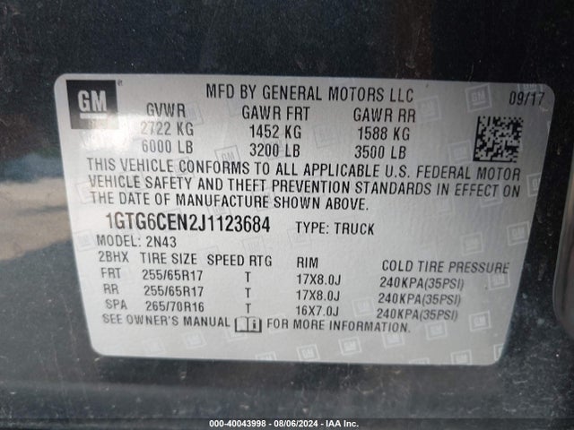 1GTG6CEN2J1123684 GMC CANYON SLE
