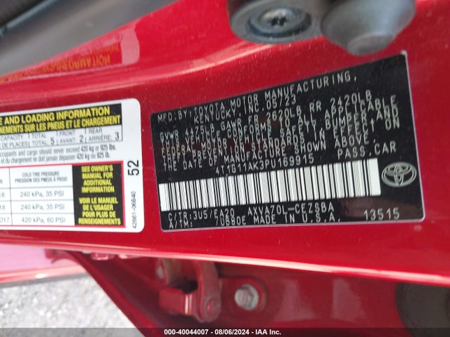 Toyota CAMRY SE 2023 4T1G11AK3PU169915 Image 9