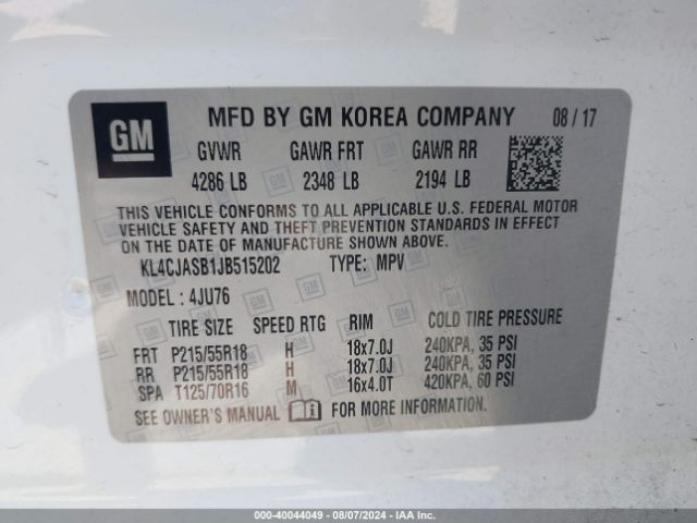 KL4CJASB1JB515202 Buick Encore Preferred