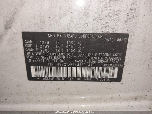 4S3GTAB64J3701413 Subaru Impreza 2.0i Premium