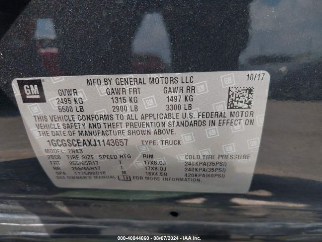1GCGSCEAXJ1143657 Chevrolet Colorado Lt