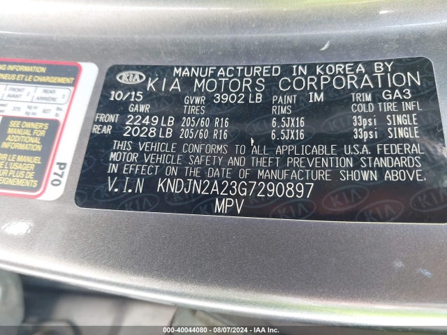 KIA Soul 2016 KNDJN2A23G7290897 Image 9
