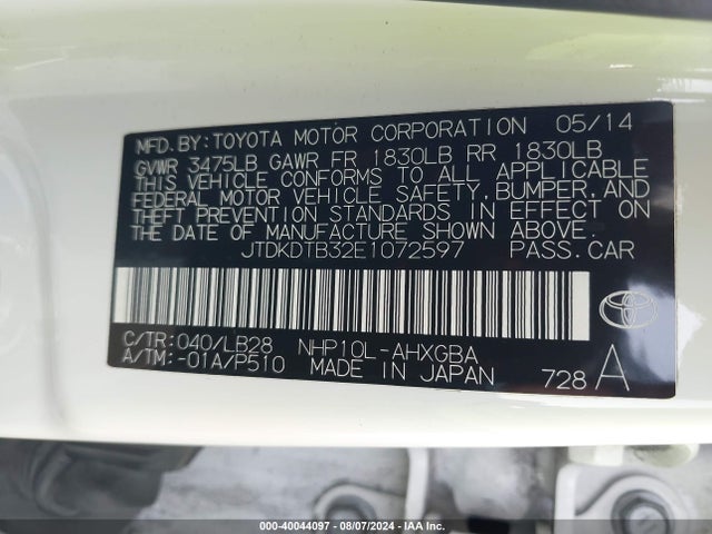 Toyota Prius C Four 2014 JTDKDTB32E1072597 Image 9