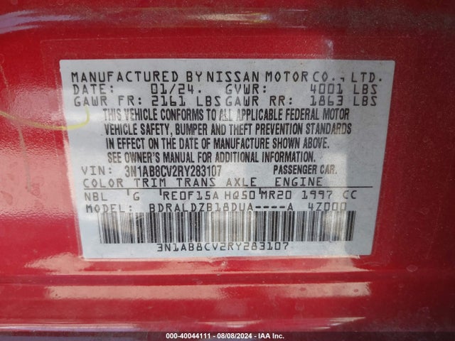 Nissan Sentra Sv Xtronic Cvt 2024 3N1AB8CV2RY283107 Image 9