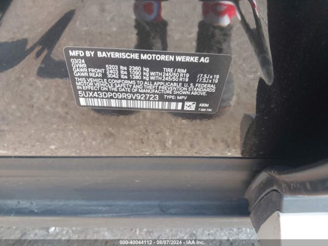 5UX43DP09R9V92723 BMW X3 Sdrive30i