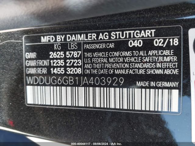 WDDUG6GB1JA403929 Mercedes-Benz S 450 4matic