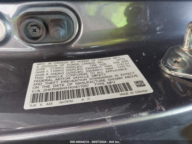 Honda CR-V LX 2019 2HKRW5H31KH411057 Image 9