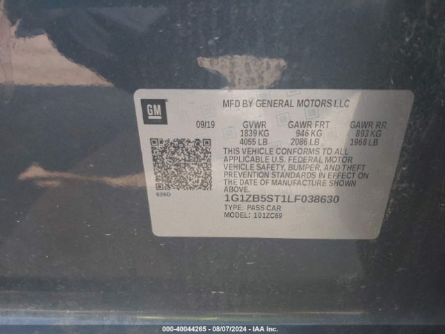 1G1ZB5ST1LF038630 Chevrolet Malibu Fwd Ls