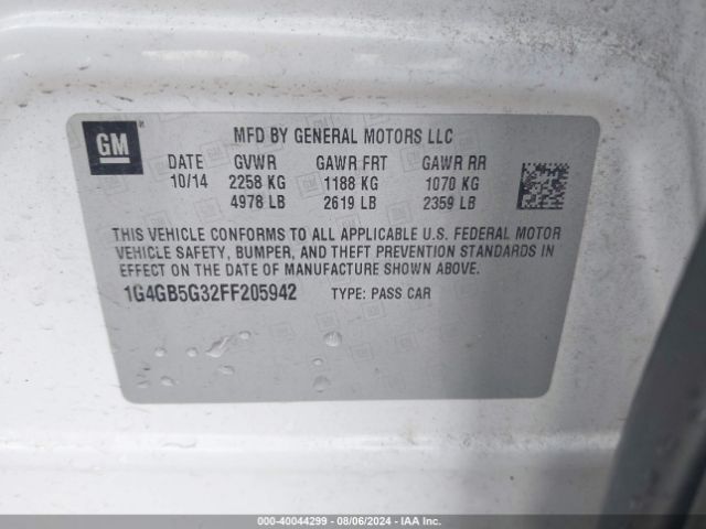 1G4GB5G32FF205942 Buick Lacrosse Leather