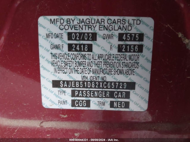 2002 JAGUAR X-TYPE SAJEB51D82XC65729 Photo 8