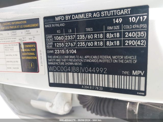 WDC0G4JB8JV044992 Mercedes-Benz GLC 300