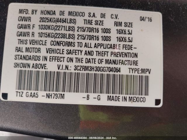 3CZRM3H30GG704064 Honda CR-V LX