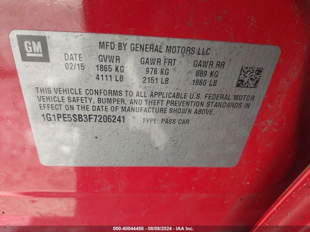 Chevrolet Cruze 2lt Auto 2015 1G1PE5SB3F7206241 Image 9