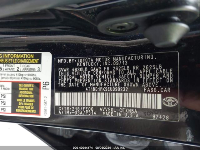 4T1BD1FK9EU099232 Toyota Camry Hybrid Le