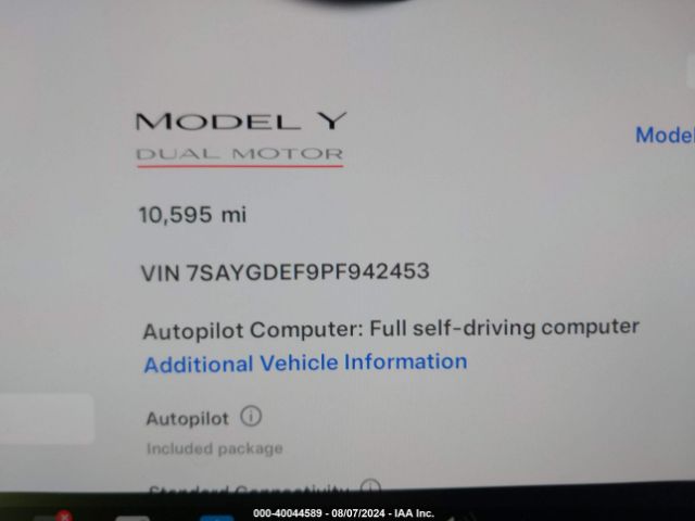7SAYGDEF9PF942453 Tesla Model Y Awd/performance Dual Motor All-wheel Drive