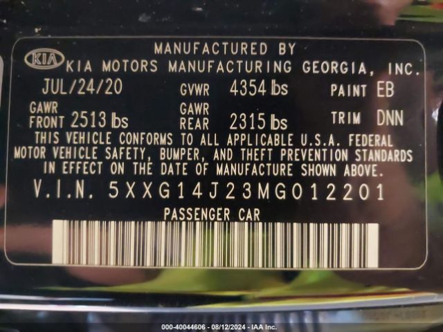 5XXG14J23MG012201 KIA K5 LXS