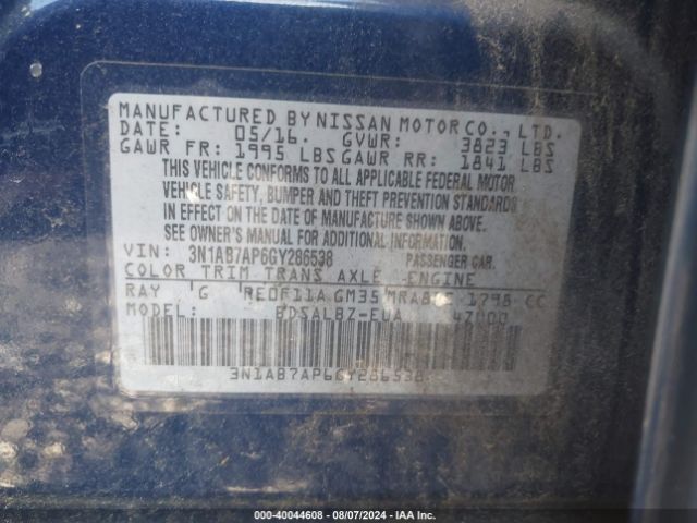 3N1AB7AP6GY286538 Nissan SENTRA S