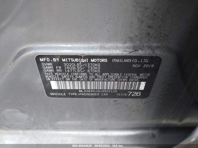 2020 MITSUBISHI MIRAGE ML32A3HJ2LH003124 Photo 8