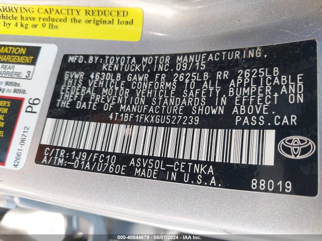 Toyota CAMRY LE 2016 4T1BF1FKXGU527239 Image 9
