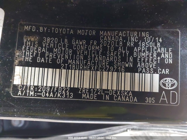 Toyota Corolla S Plus 2015 2T1BURHEXFC279716 Image 9