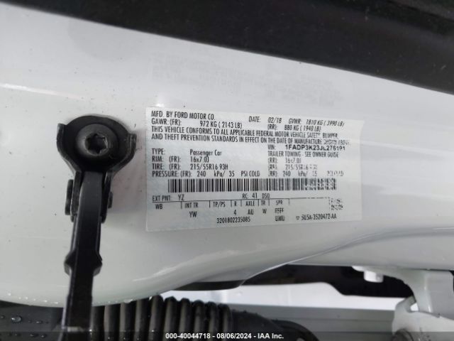 1FADP3K23JL276191 Ford FOCUS SE