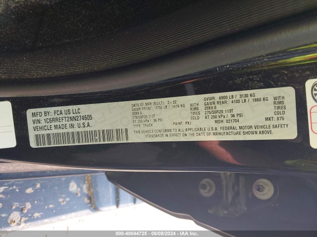 1C6RREFT2NN274605 RAM 1500 Lone Star  4x2 5'7 Box