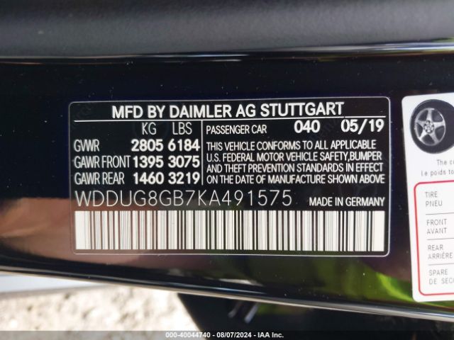WDDUG8GB7KA491575 Mercedes-Benz S 560 4matic