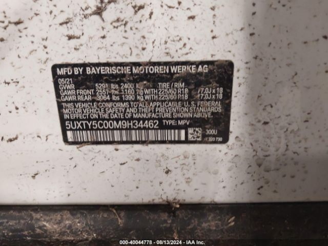 5UXTY5C00M9H34462 BMW X3 Xdrive30i