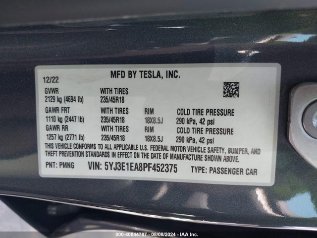 2023 TESLA MODEL 3 5YJ3E1EA8PF452375 Photo 8