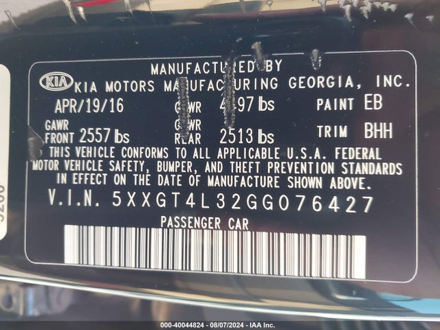 KIA Optima Lx 2016 5XXGT4L32GG076427 Image 9
