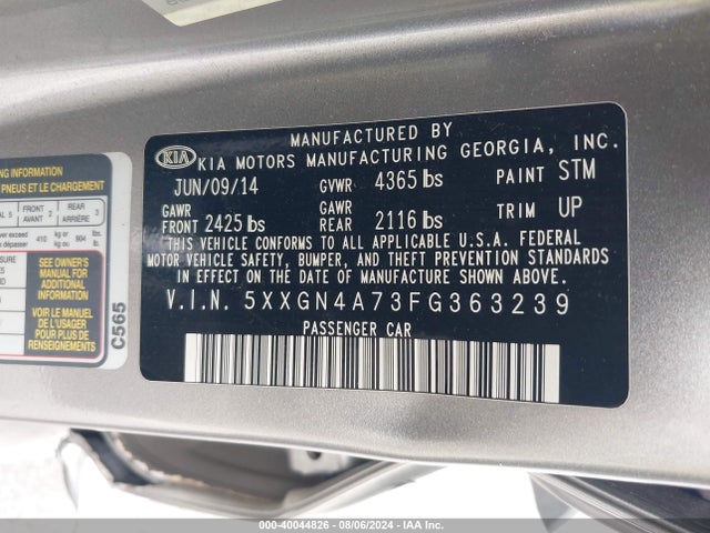 5XXGN4A73FG363239 KIA OPTIMA EX
