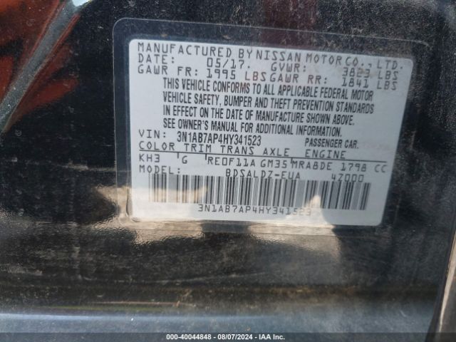 3N1AB7AP4HY341523 Nissan SENTRA SV