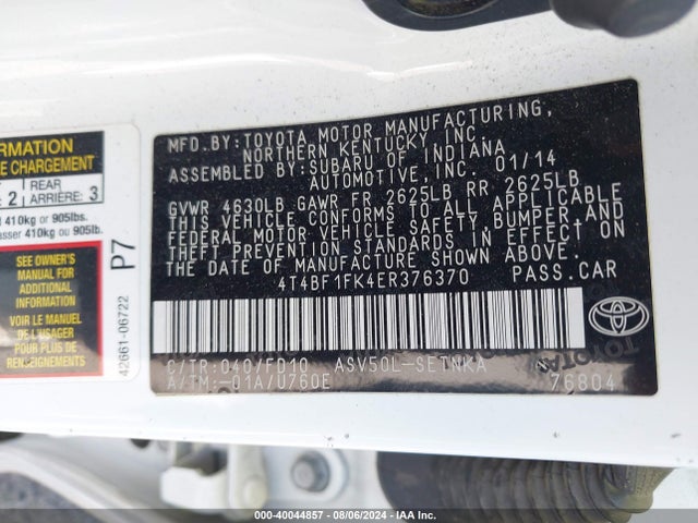 Toyota CAMRY LE 2014 4T4BF1FK4ER376370 Image 9