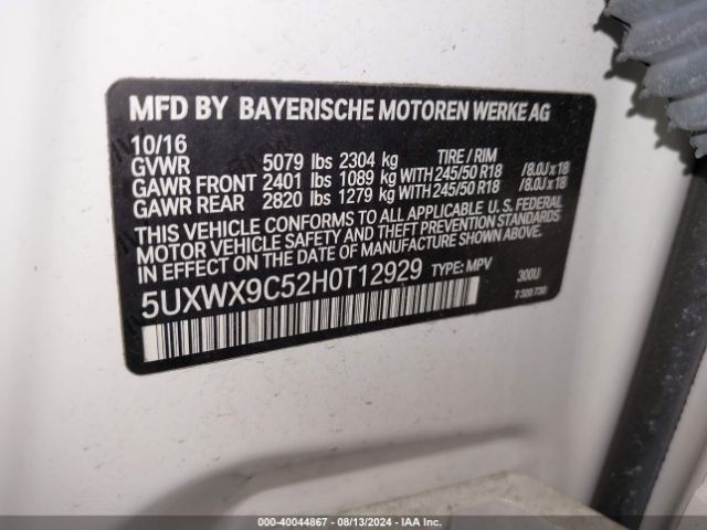 5UXWX9C52H0T12929 BMW X3 Xdrive28i