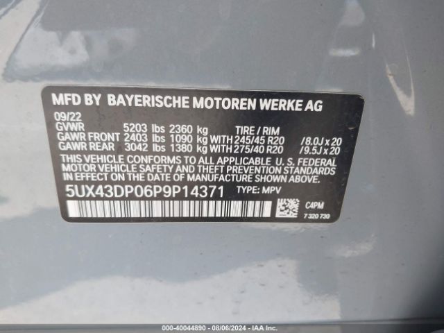 5UX43DP06P9P14371 BMW X3 Sdrive30i