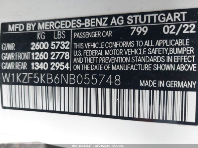 W1KZF5KB6NB055748 Mercedes-Benz E 450 4matic