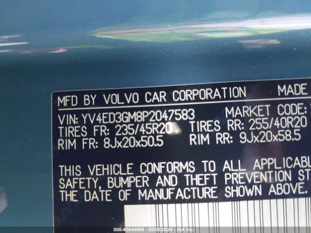 YV4ED3GM8P2047583 Volvo C40 Recharge Pure Electric Twin Ultimate