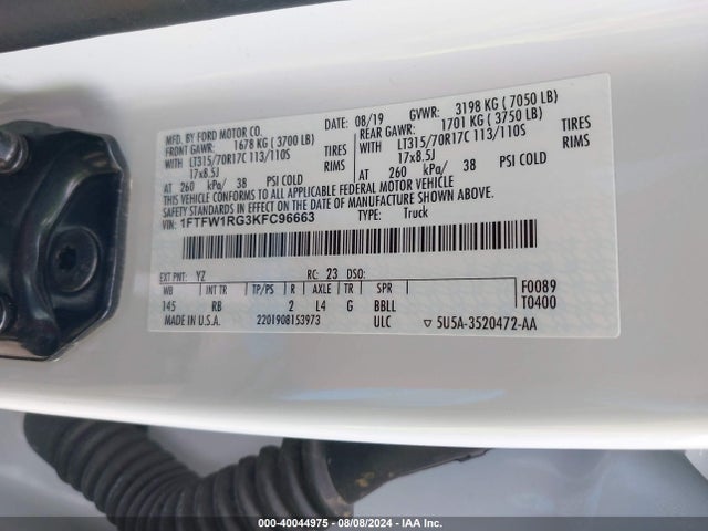 Ford F-150 Raptor 2019 1FTFW1RG3KFC96663 Image 9