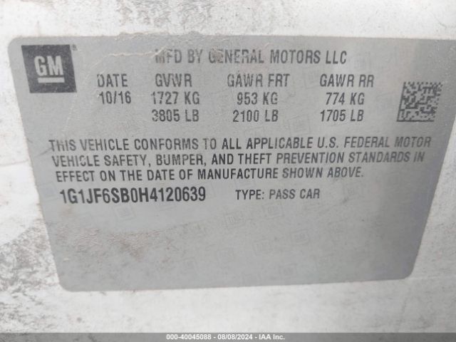 1G1JF6SB0H4120639 Chevrolet Sonic Premier Auto