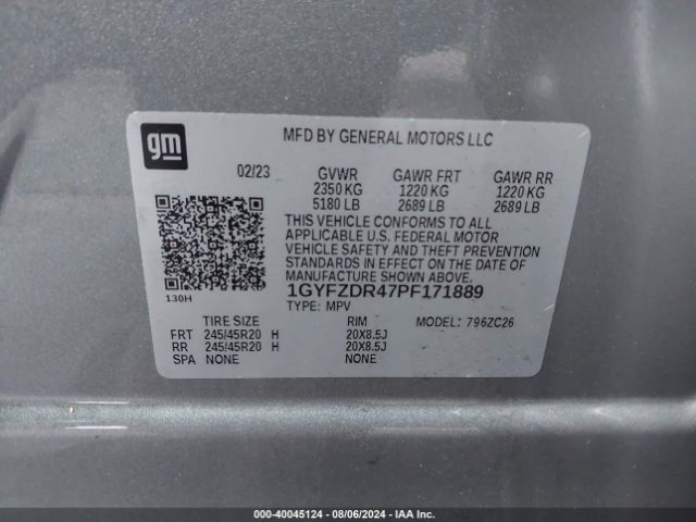 1GYFZDR47PF171889 Cadillac Xt4 Awd Premium Luxury