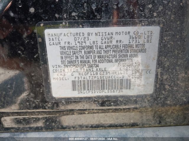 3N1CP5DV0PL558734 Nissan Kicks Sr Xtronic Cvt