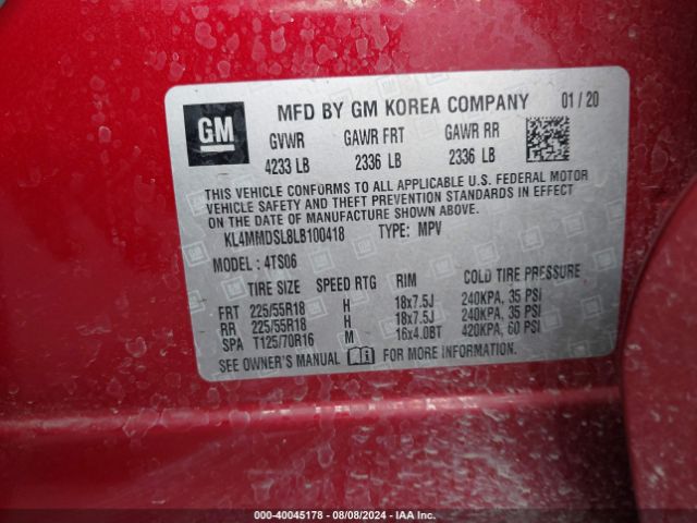 KL4MMDSL8LB100418 Buick Encore Gx Fwd Select