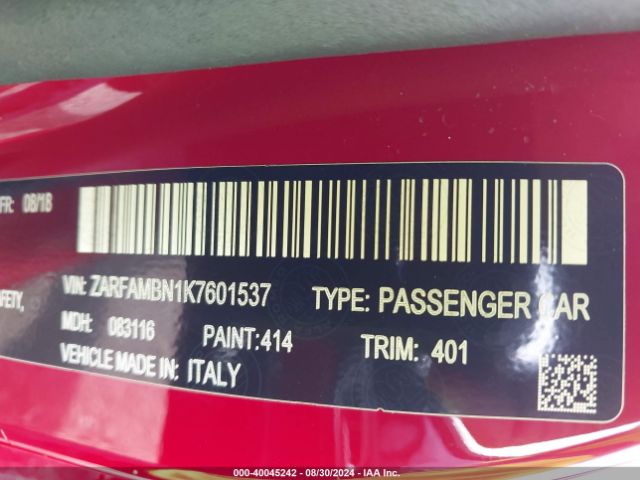 2019 ALFA ROMEO GIULIA ZARFAMBN1K7601537 Photo 8