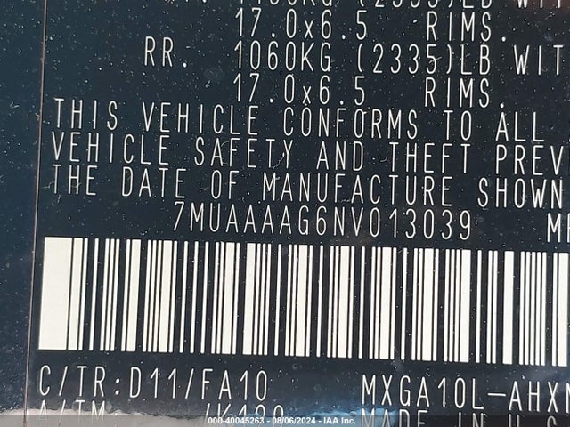 Toyota Corolla Cross L 2022 7MUAAAAG6NV013039 Image 9