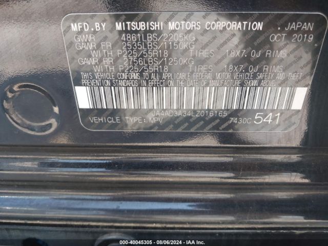 JA4AD3A34LZ016165 Mitsubishi Outlander Le 2.4/se 2.4/sel 2.4/sp 2.4