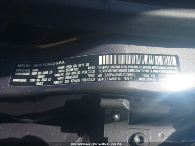 ZASPAJAN6L7C96561 Alfa Romeo Stelvio Sport Rwd