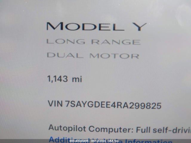 2024 TESLA MODEL Y 7SAYGDEE4RA299825 Photo 6